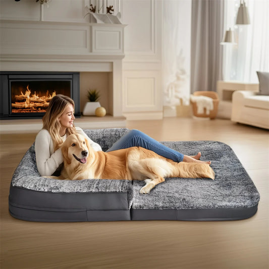 BINGOPAW Foldable Calming Orthopedic Dog Bed With Plush Cover