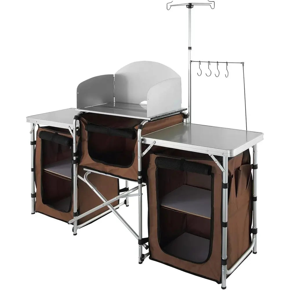 Camping Kitchen Table With Storage Detachable Windscreen