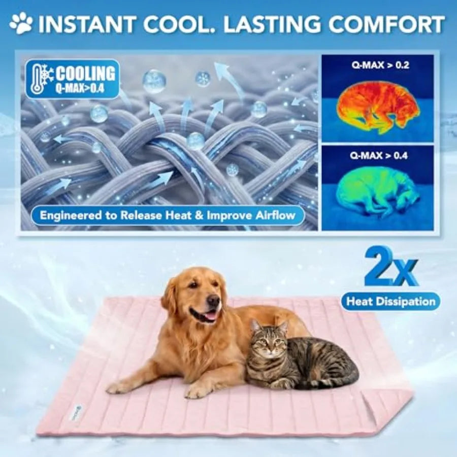 Dog Cooling Mat For Pets Self Cooling Reversible Cushioning Pad