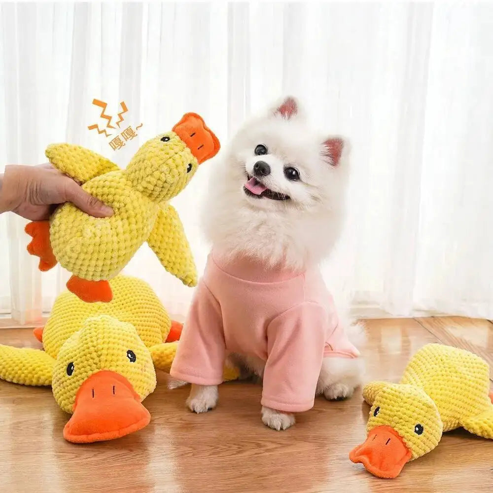 Squeaky Plush Duck Dog Toy Bite Resistant Chew Toy For Puppies