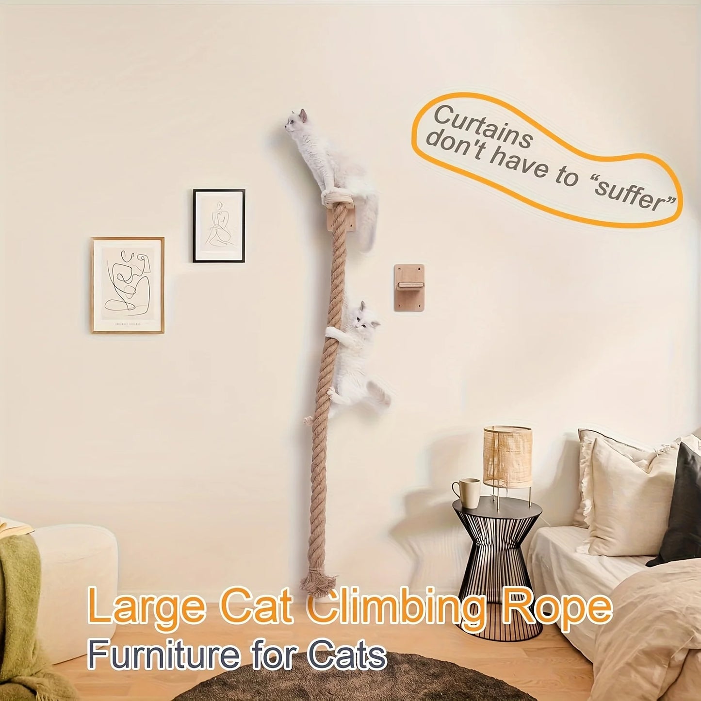 CZBNYX Wall Mounted Cat Tree With Rope Climbing Tower And Scratching Post
