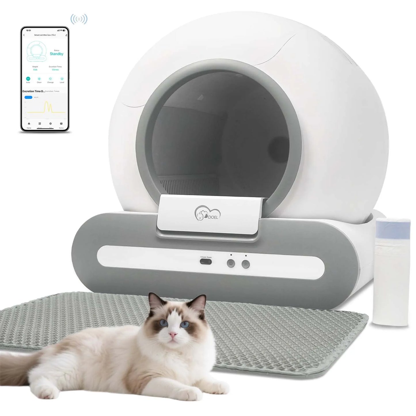 DOEL Self-Cleaning Cat Litter Box With App Control 2.4G