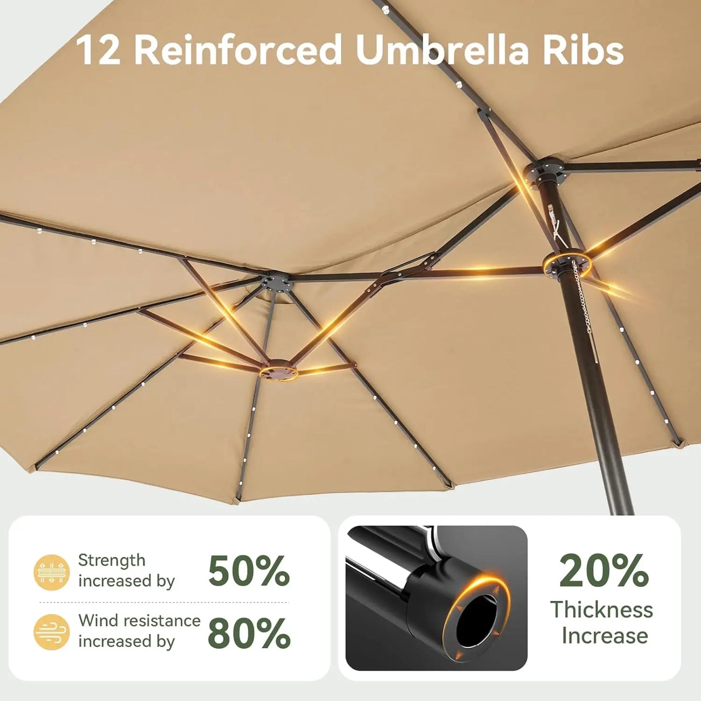 Outdoor Double-Sided Rectangular Patio Umbrella With Crank and Base