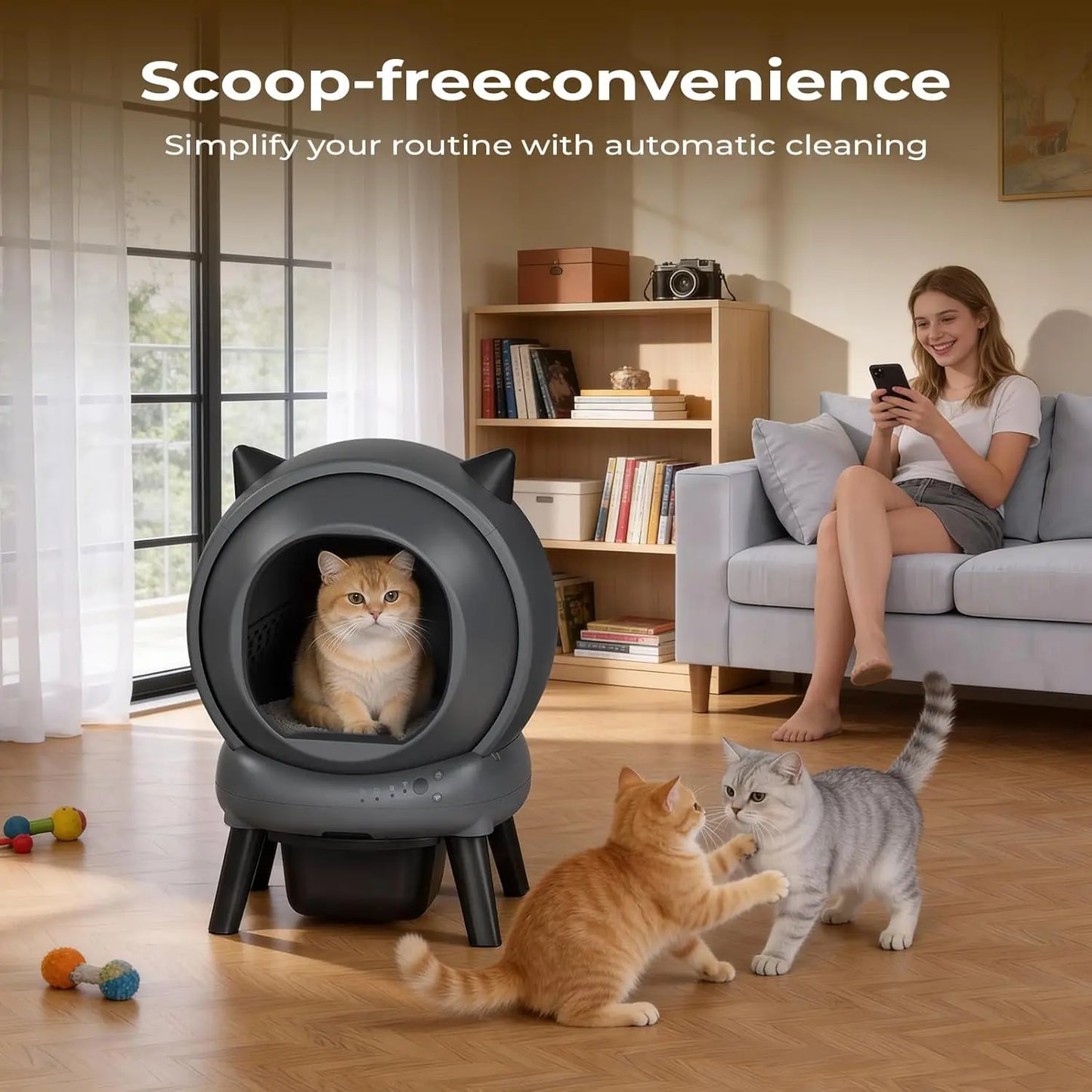 Automatic Self-Cleaning Cat Litter Box with Smart APP Control, Hygienic Pet Use, Custom