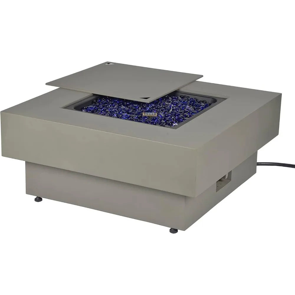Outdoor Gas Fire Pit Table For Patio With Lid Cover