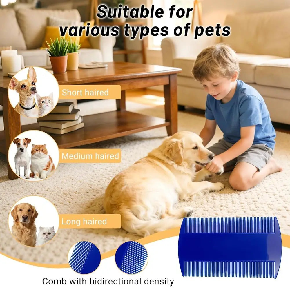 7 Pack Pet Grooming Combs, Stainless Steel & Plastic, Dog Eye Comb & Tear Stain Comb, Small Dogs, Puppy Comb, Tick Comb, Cat Gro