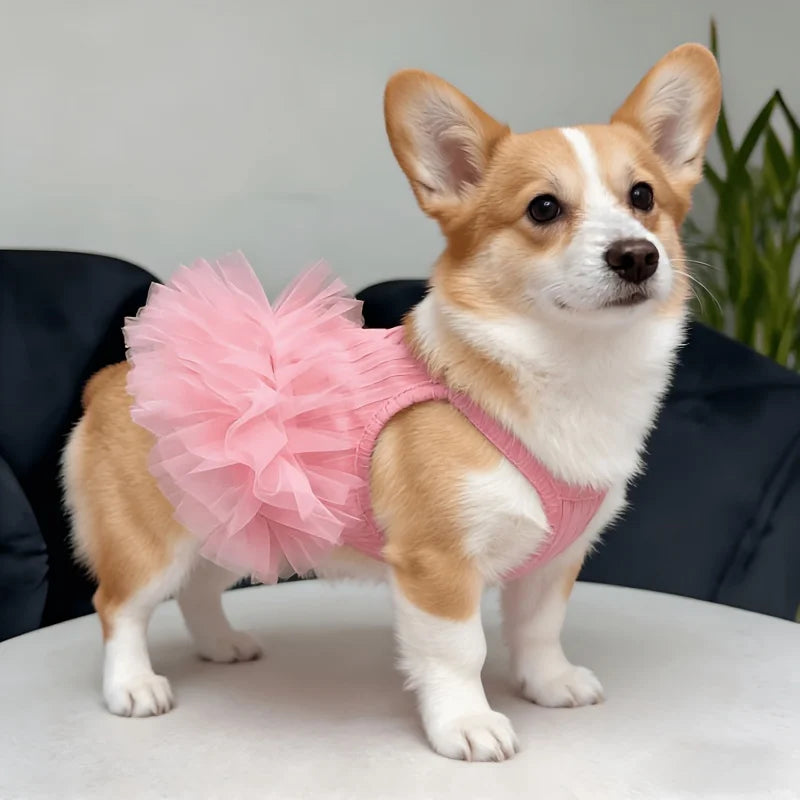 Breathable Dog Wedding Dress With Strapless Puffy Skirt