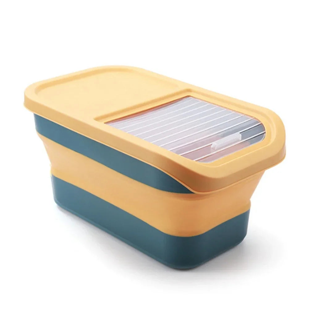 Collapsible Airtight Pet Food Storage Container With Sealed Lid