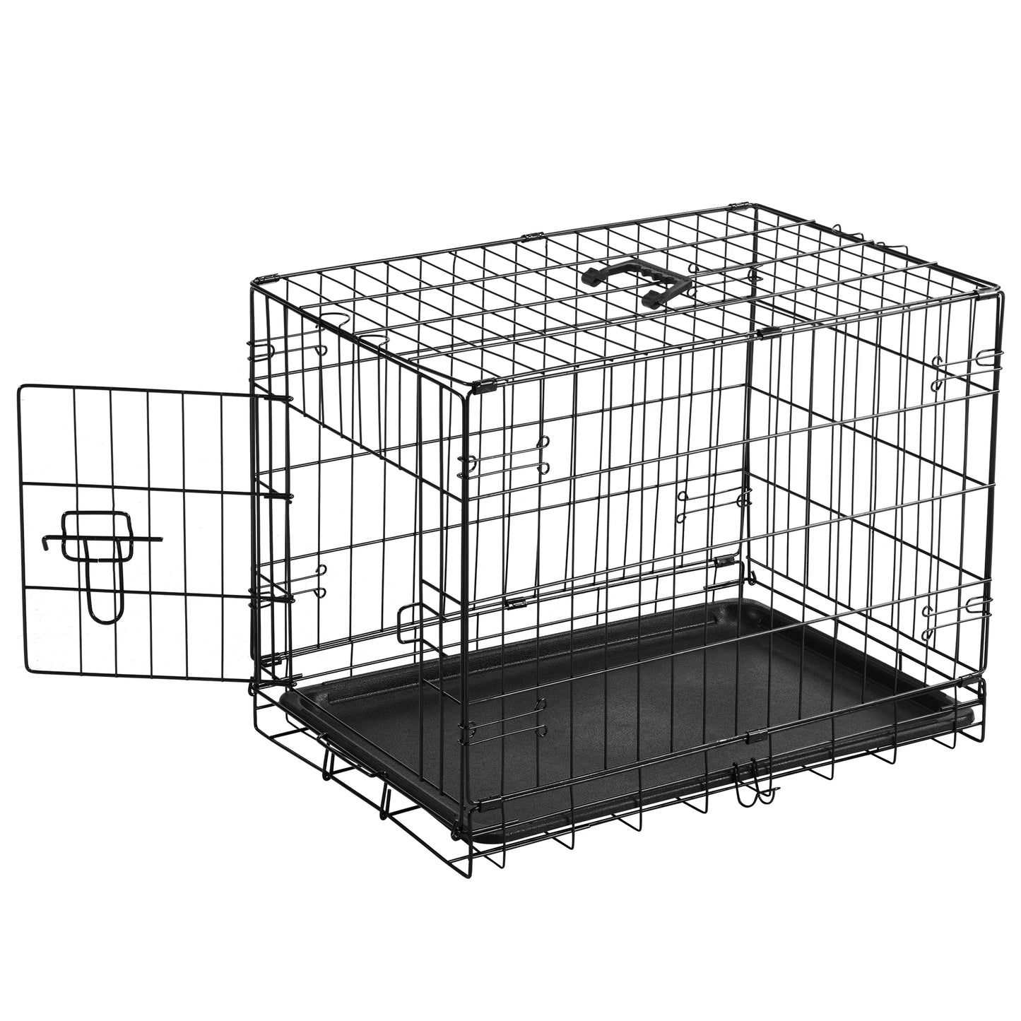 JHK Folding Metal Dog Cage With Leak Proof Pan Tray