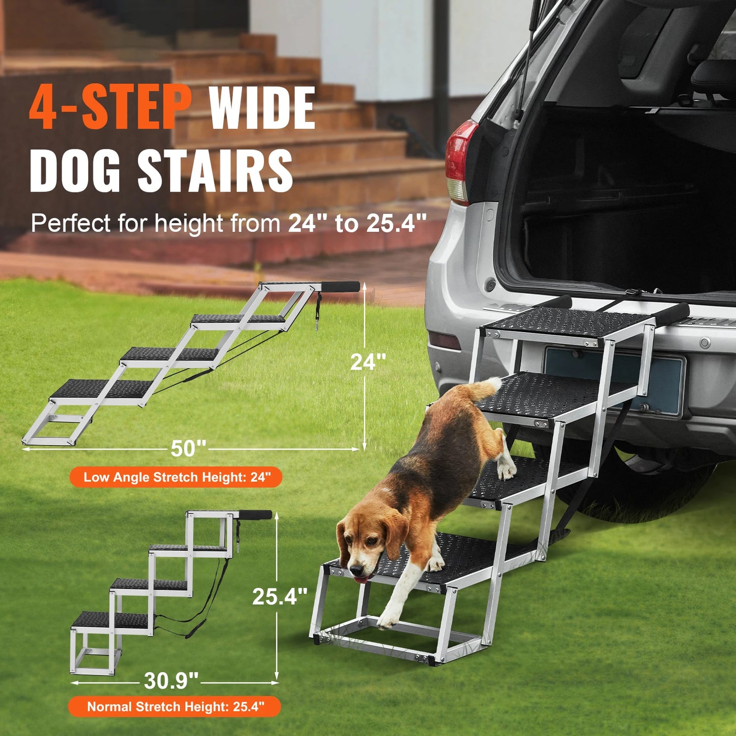 SucceBuy Dog Car Steps Portable Folding Pet Stair For Cars