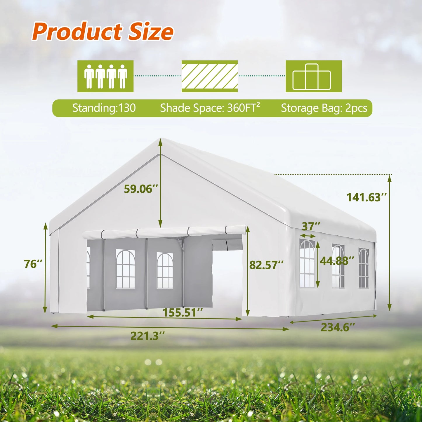 Outdoor Party Tent Canopy With Removable Sidewalls Storage Bags