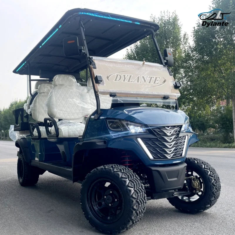 DOT Certified Golf Cart With Blackout Windshield Foldable 6 Seater Gas Or Electric Club Car With Speakers Color Customization