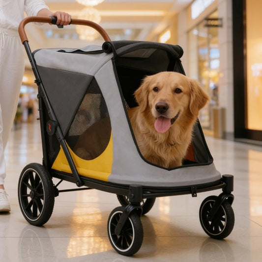 Foldable Pet Dog Stroller Jogger Cart With Cushion And Cup Holder