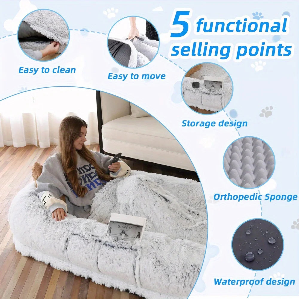 GUANGLIE Orthopedic Dog Bed With Washable Faux Fur