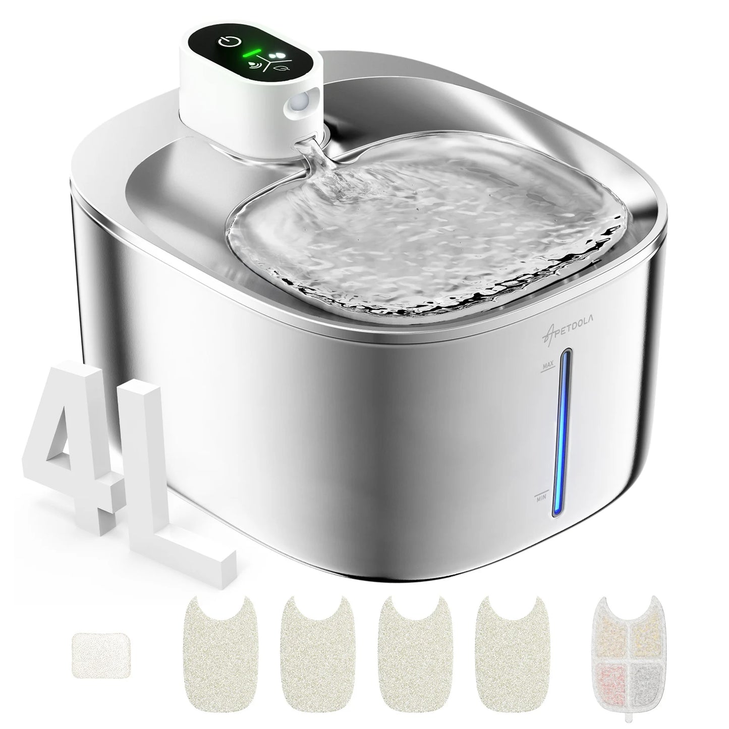 APD APETDOLA Wireless Cat Water Fountain Stainless Steel