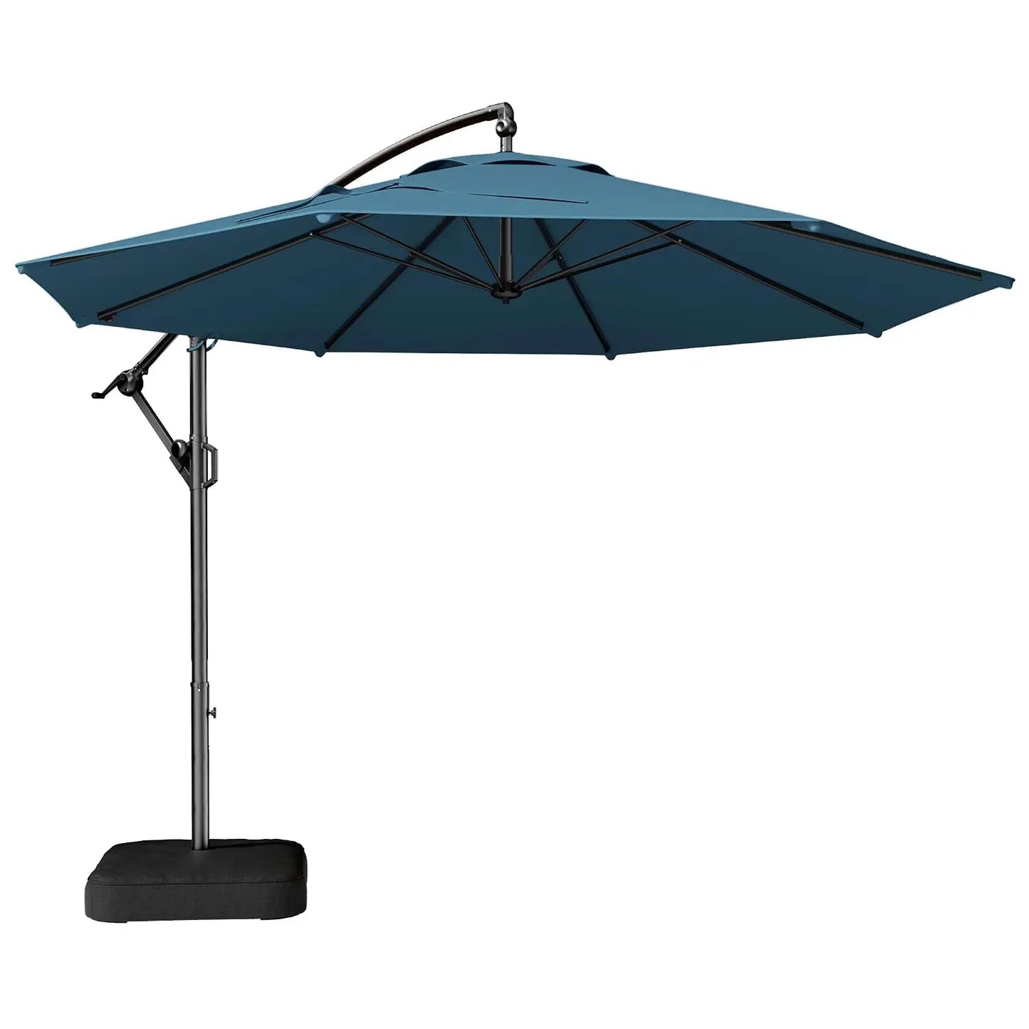 10ft Cantilever Patio Umbrella with Base Included, 30 MPH Wind-Resistant Offset Outdoor Hanging Umbrella with 45, Customized