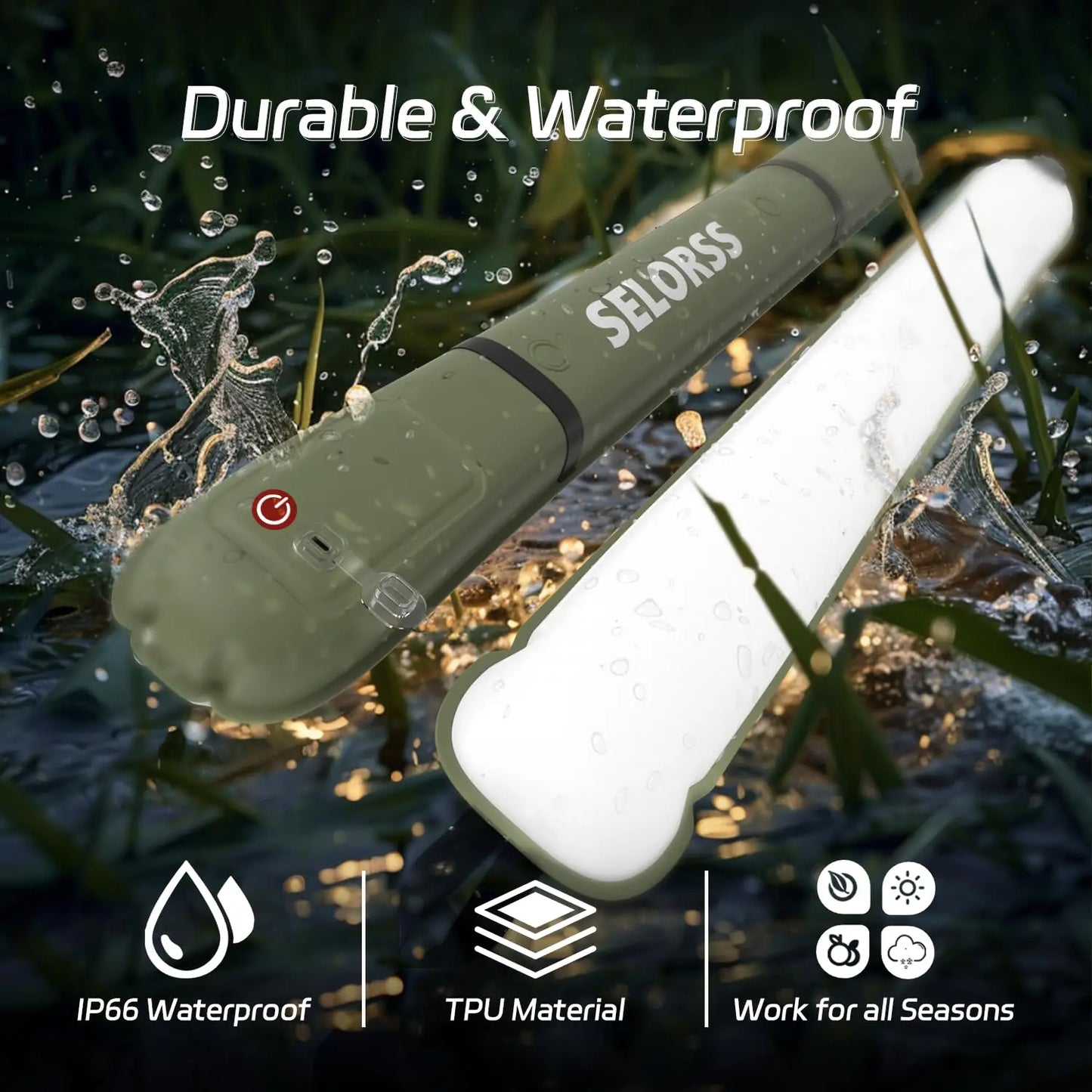 Selorss 2000mAh Portable Camping Light Waterproof Tent Lamp Spotlight