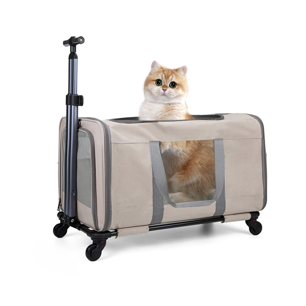 Cat Trolley Carrier For Two Cats With Wheels