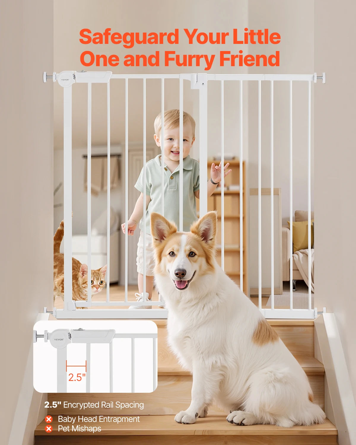 SucceBuy Baby Gate With Pressure Mount Walk Through