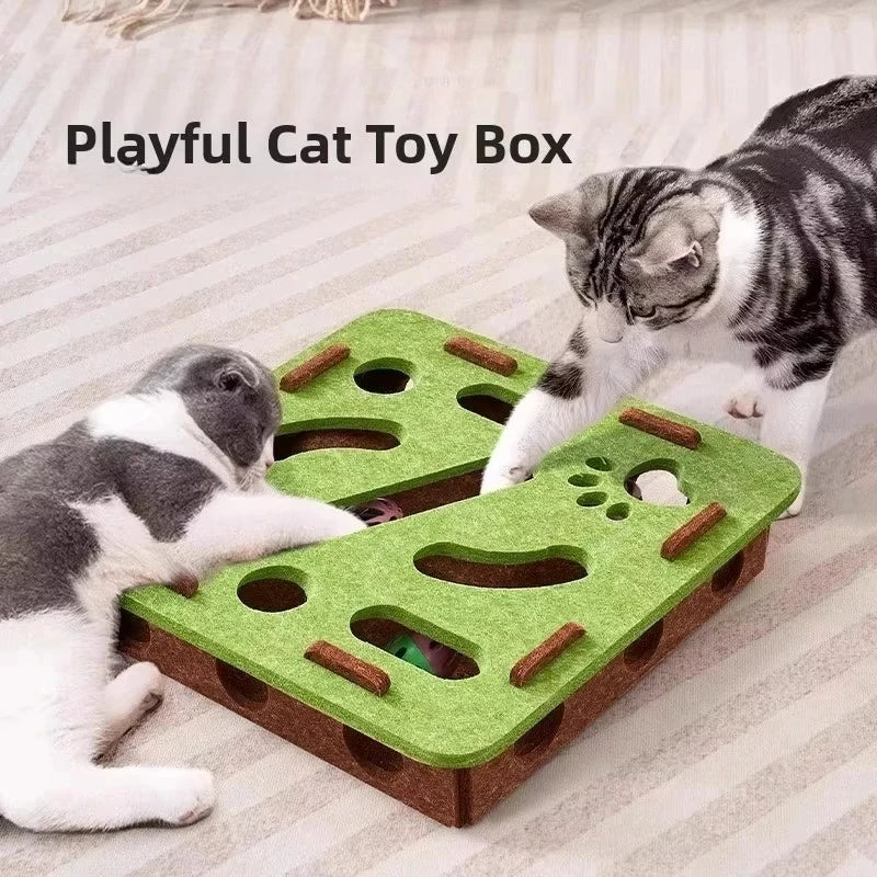 Cat Puzzle Toy Interactive Felt Box With Ball