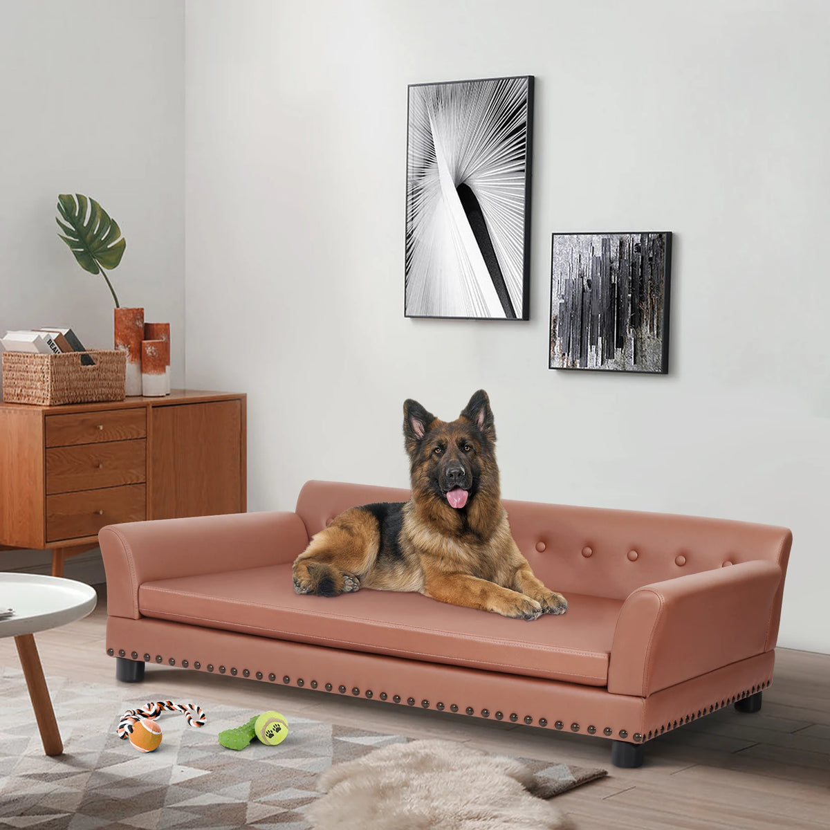 BingoPaw Waterproof Faux Fur Sofa Dog Bed With Removable Cushion