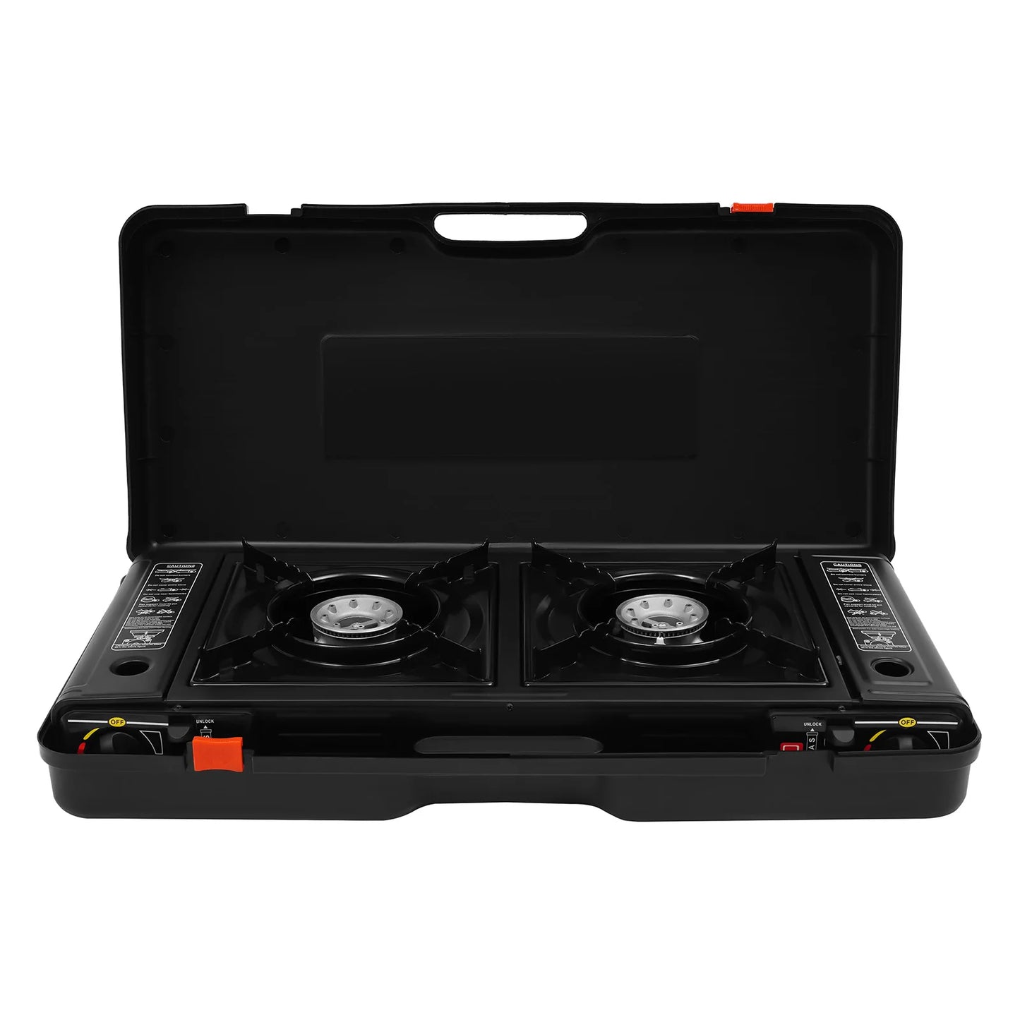 Portable 2500W Camping Stove 2 Burners With Baking Tray And Case Butane LPG