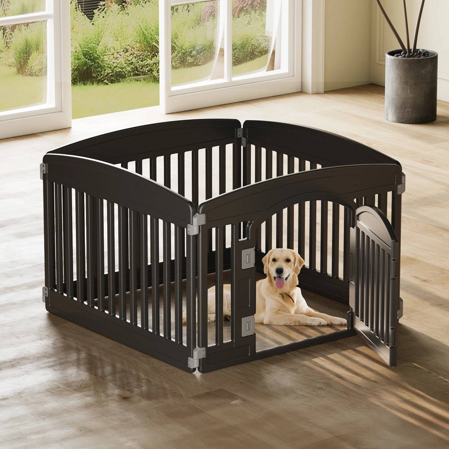 JHK Plastic Dog Playpen Expandable Indoor Outdoor Folding Fence