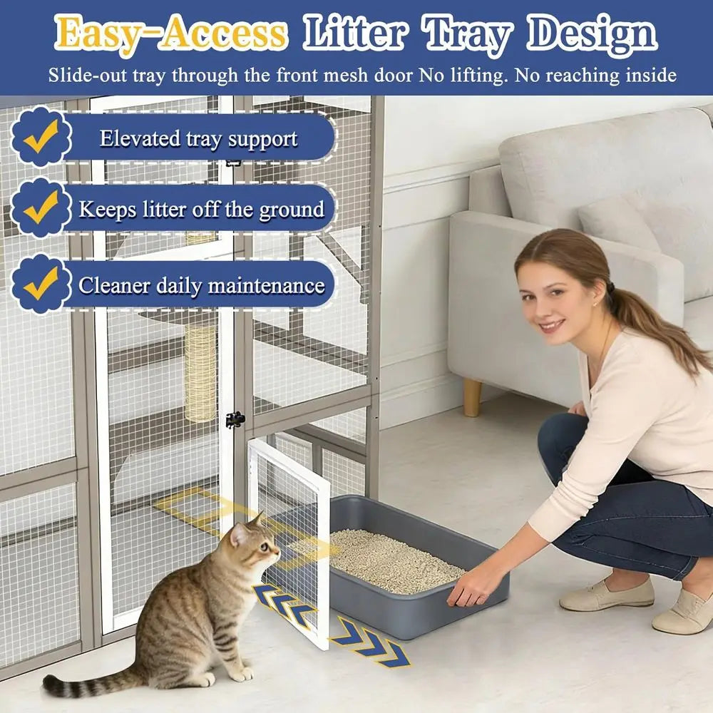 Premium Catio Outdoor Cat Enclosure With Platforms And Hammock