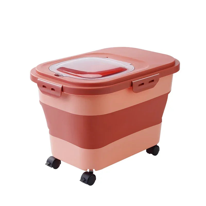 Collapsible Airtight Pet Food Storage Container With Sealed Lid