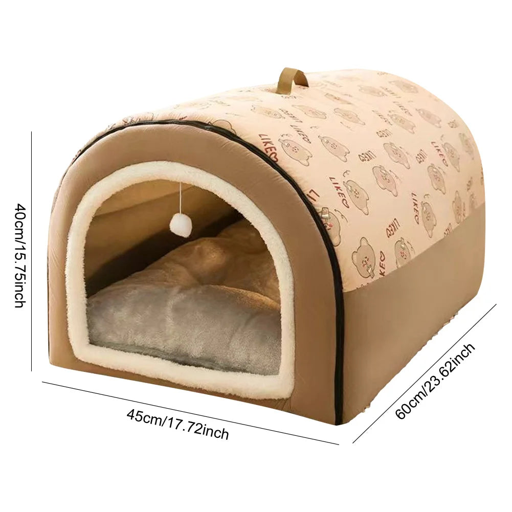 Warm Winter Dog House Mat Washable Dog Kennel Detachable Dog Cave Shelter Comfortable Large Dog Bed House Dogs Cats Pet Supplies