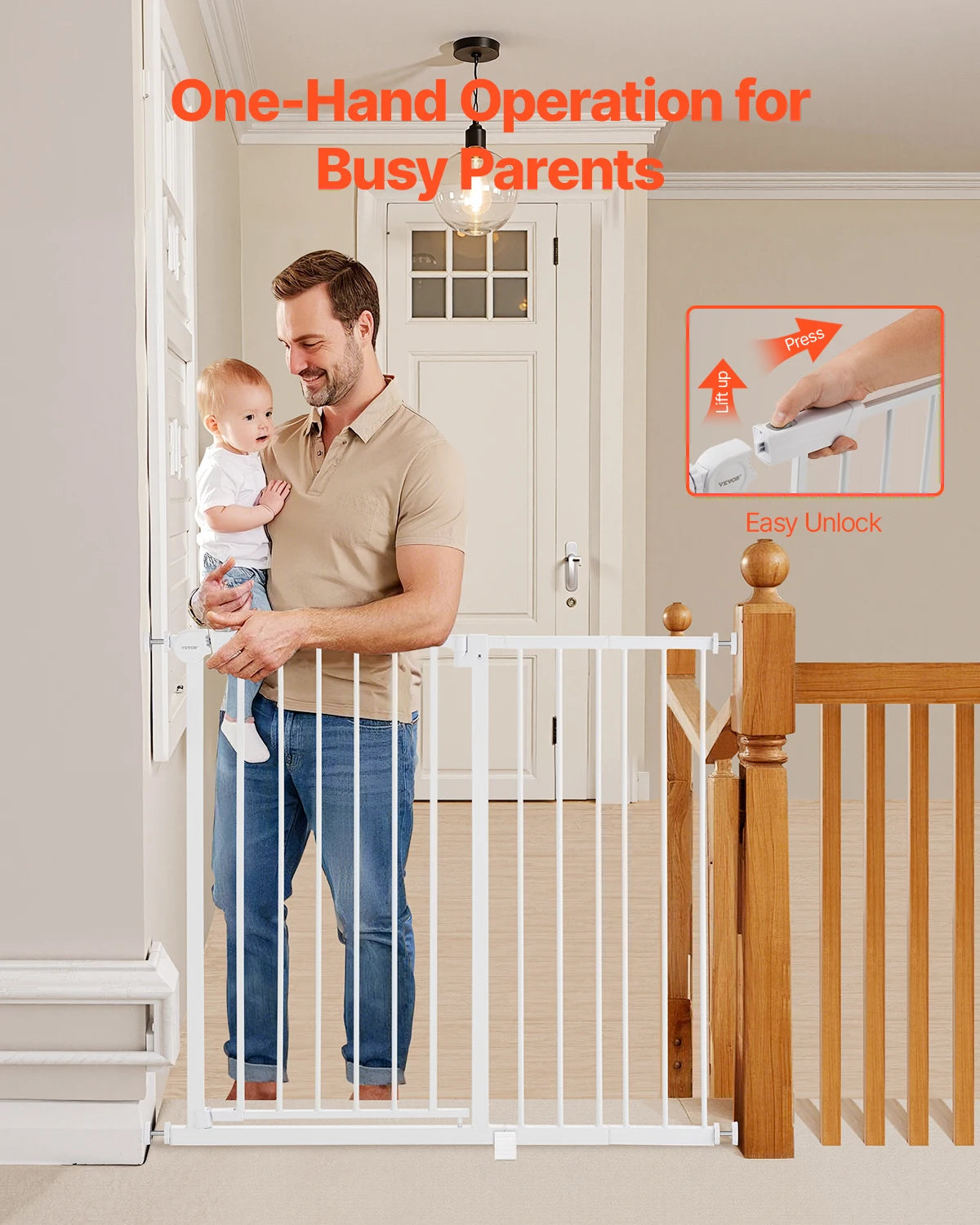 SucceBuy Baby Gate With Pressure Mount Walk Through