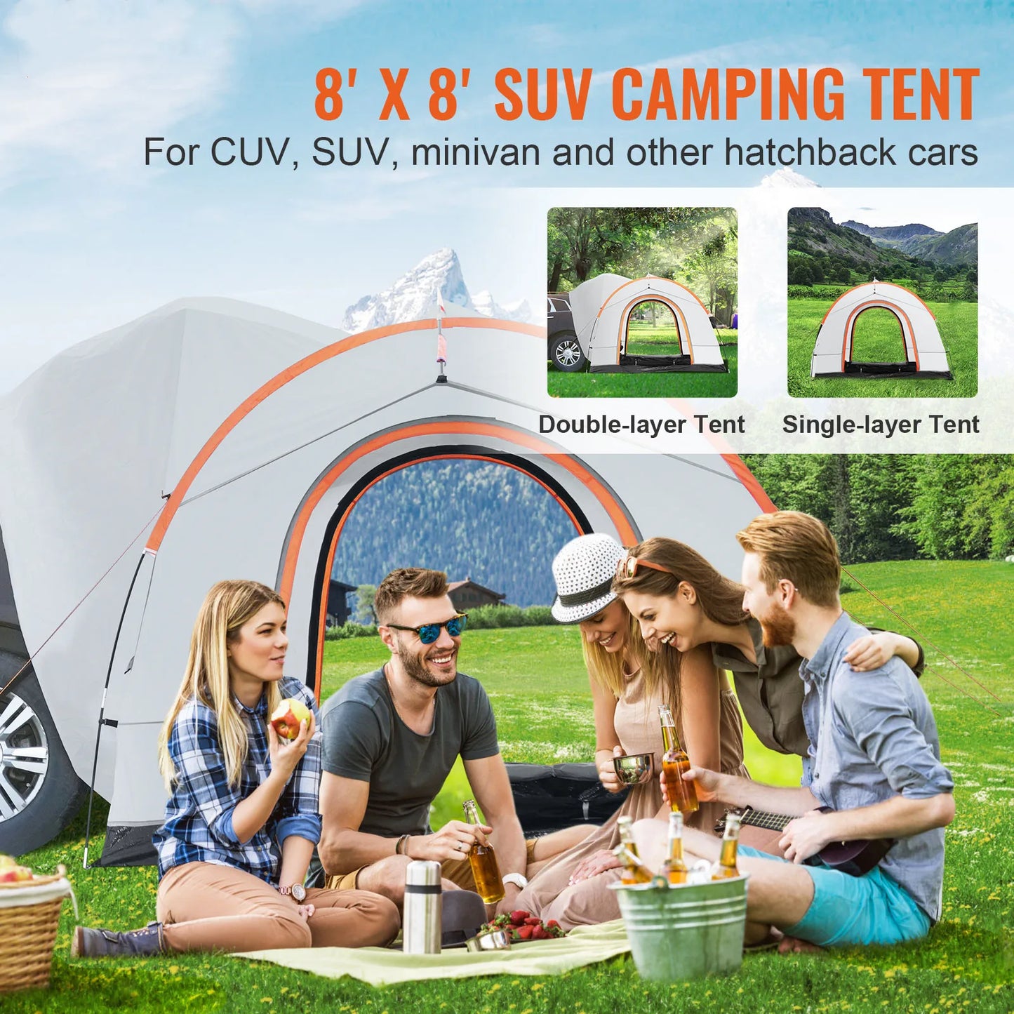 SucceBuy SUV Camping Tent With Rain Layer Carry Bag