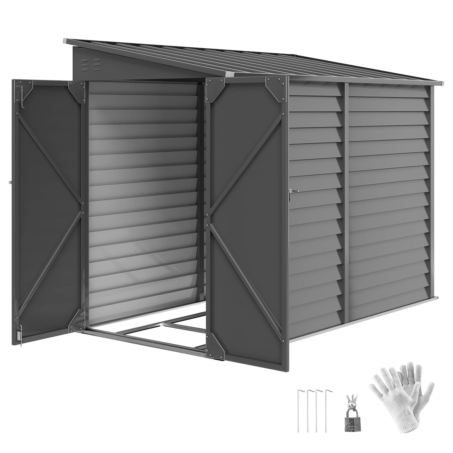 Outsunny Metal Outdoor Storage Shed With Lockable Doors