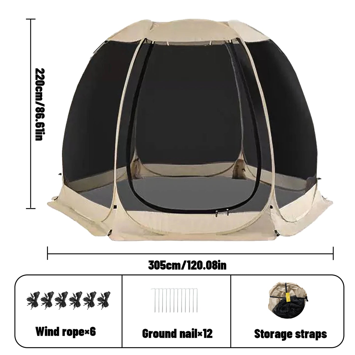 Pakicetus Family Pop Up Shelter With Mesh Walls Camping Tent