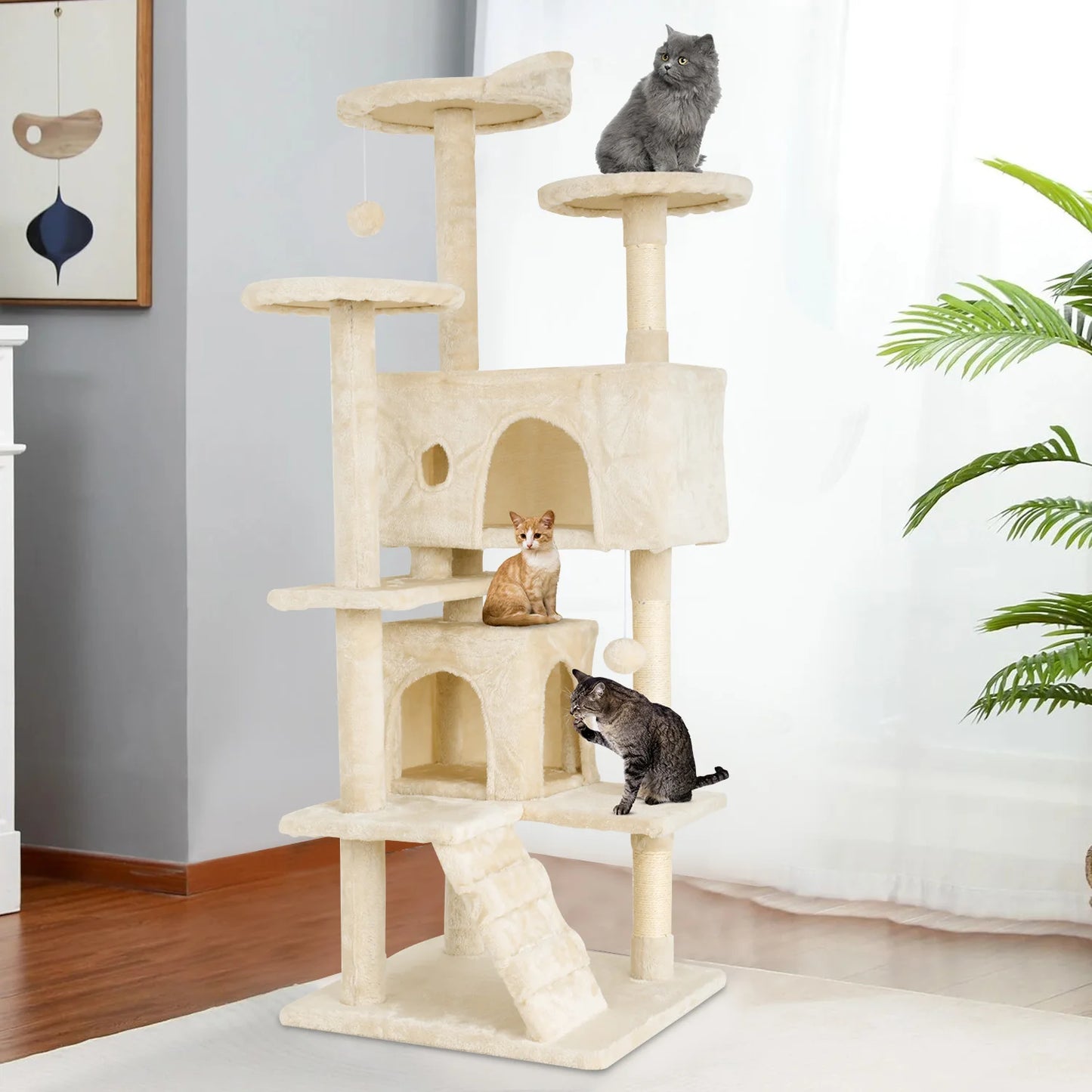 Cat Tree Tower With Sisal Posts And Dangling Ball