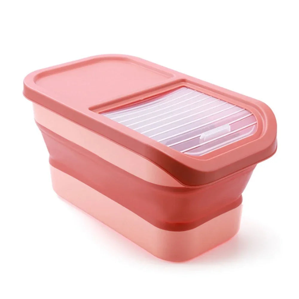 Collapsible Airtight Pet Food Storage Container With Sealed Lid