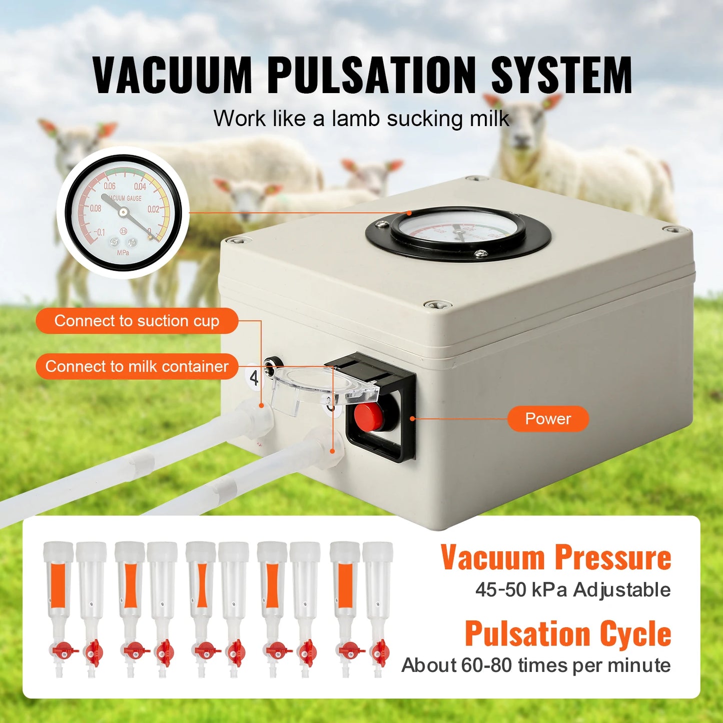 SucceBuy Goat Milking Machine Stainless Steel Bucket Electric Pulsation