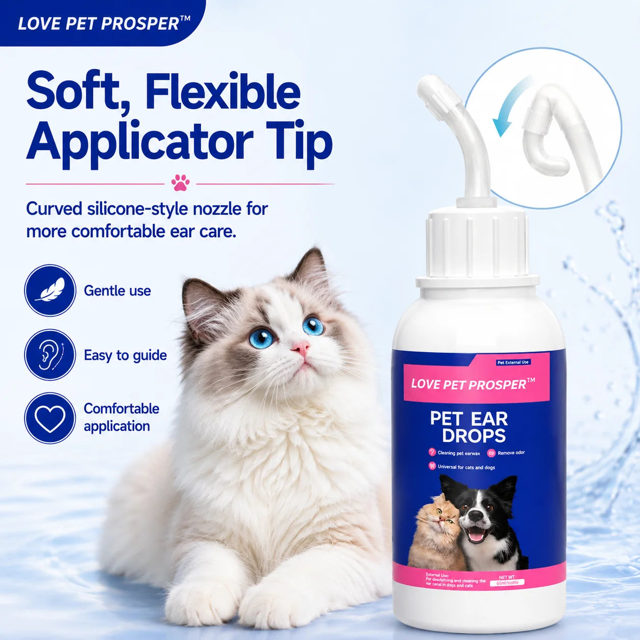 Gentle Pet Ear Drops For Dogs And Cats Cleaner Solution