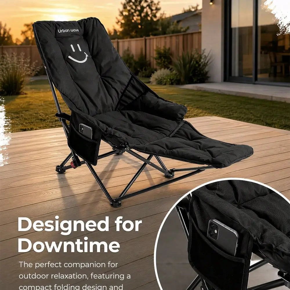 2-In-1 Reclining Camping Chair With Footrest For Adults