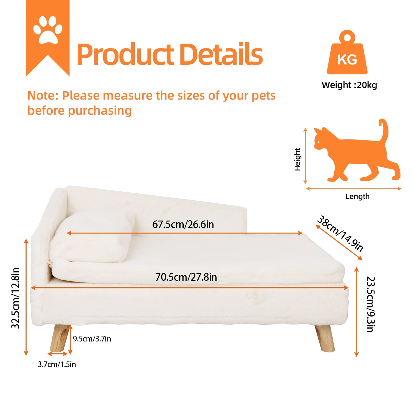 BINGOPAW Elevated Pet Bed With Nordic Stool And Waterproof Pad