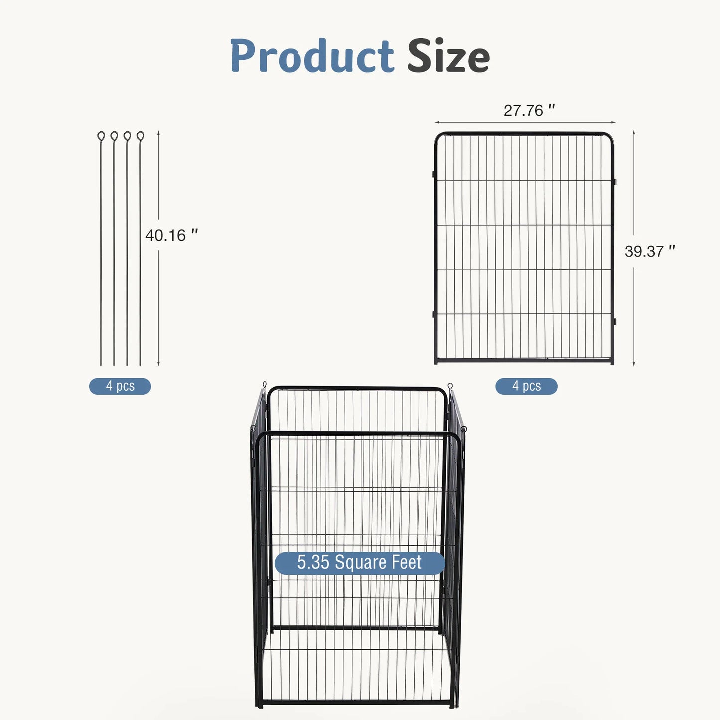 JHK Foldable Metal Dog Playpen For Indoor Outdoor Use
