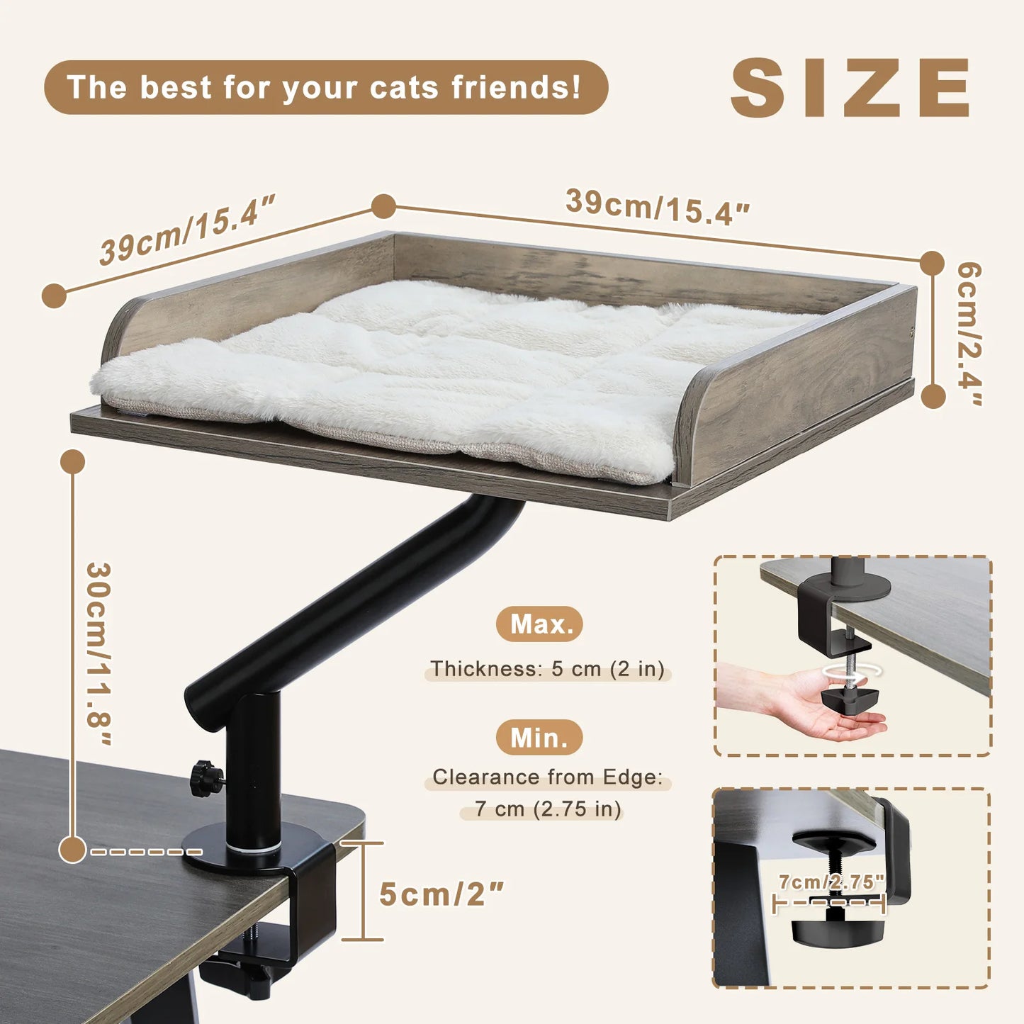 PAWZ Road Cat Desk Bed With 360 Degree Rotatable Stand For Indoor Cats