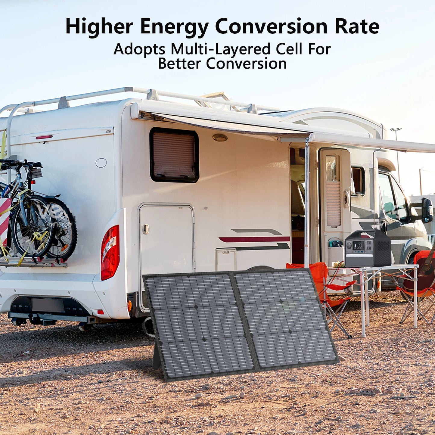 MHPOWOS 110W Portable Solar Panel Foldable Charger For Power Station And RV