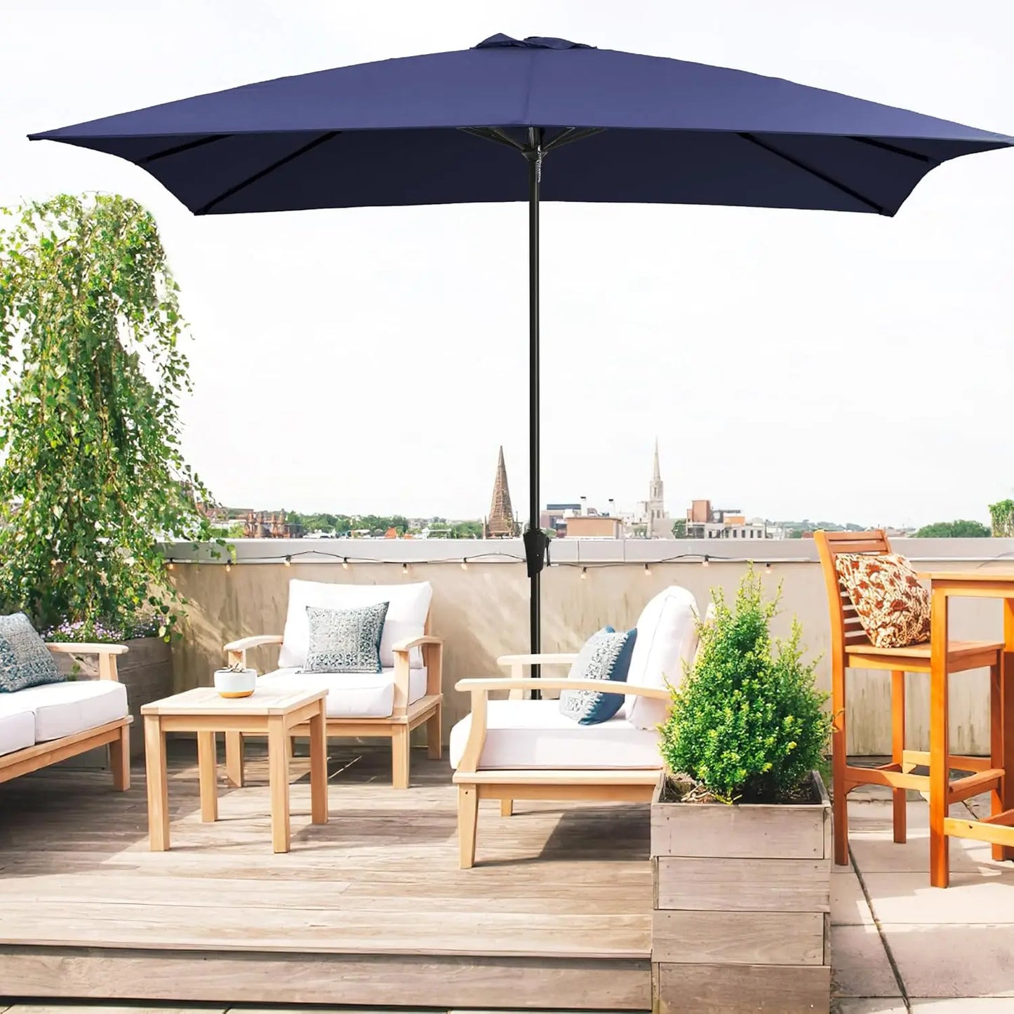 8x10FT Large Rectangular Patio Umbrella Outdoor Table Umbrella w/Crank Rectangle Market Umbrella UV Protection for, Customized