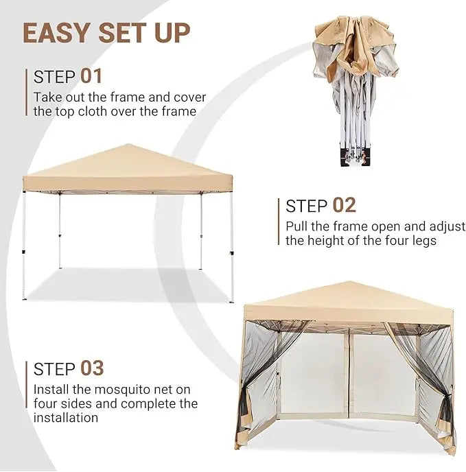 HiMISS Easy Pop Up Canopy Tent With Mesh Netting Waterproof