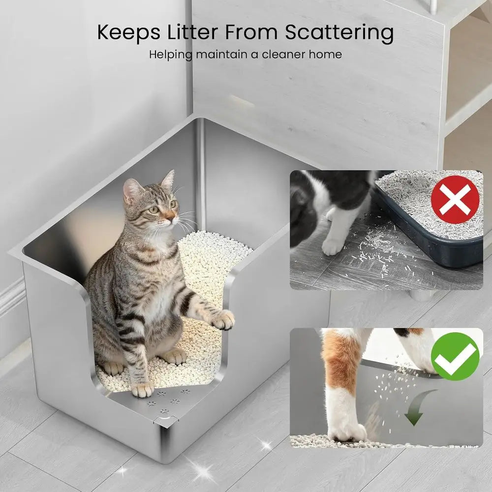 Stainless Steel Litter Box With Wheels