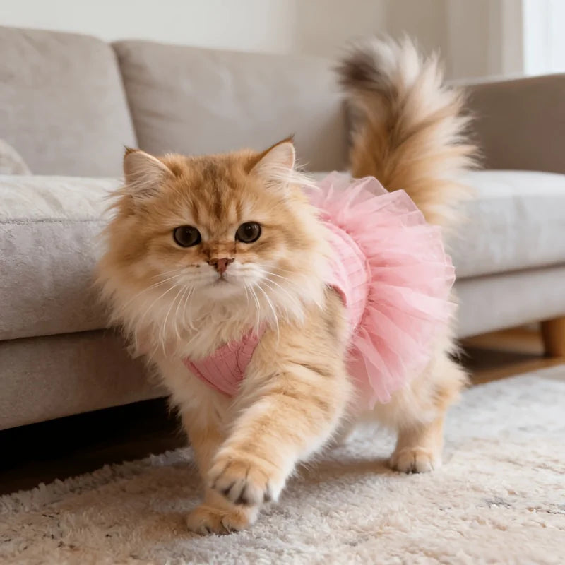 Breathable Dog Wedding Dress With Strapless Puffy Skirt